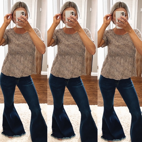 Urban Romantics leopard print swanky peplum top size medium - Picture 1 of 5